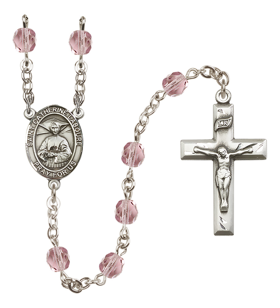Saint Catherine Laboure R6000-8021 6mm Rosary Light Amethyst